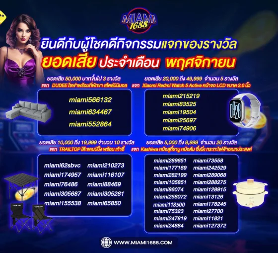 โปรโมชั่น miami1688 เครดิตฟรี